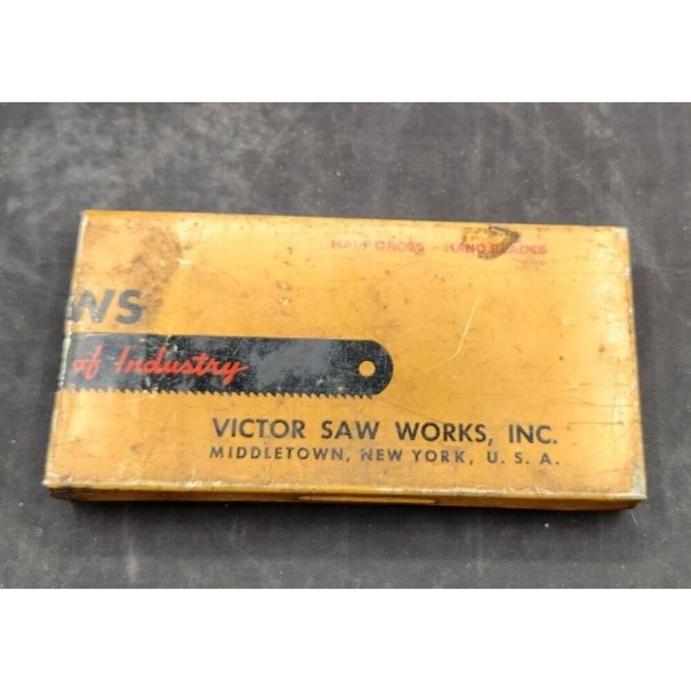 Vintage VICTOR Saw Works Inc Tungsten Steel Hack Saws TIN BOX Middletown, NY USA